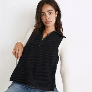 NWT Madewell Half-Zip Sweater Vest Navy Blue Size XL